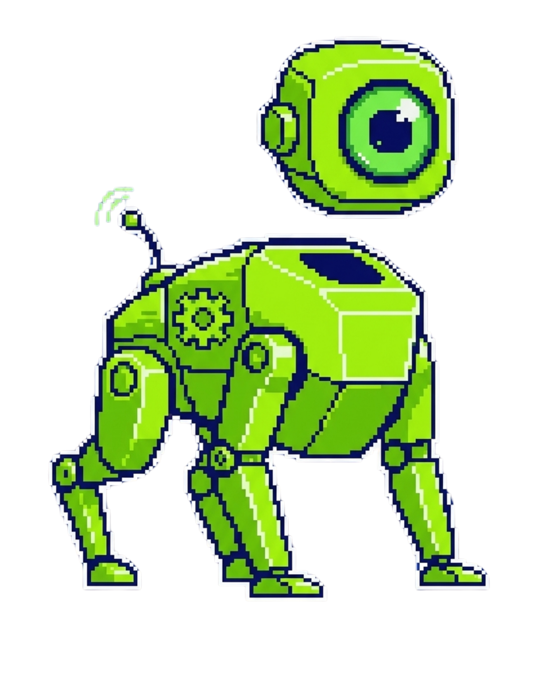 Pixel art robot dog mascot
